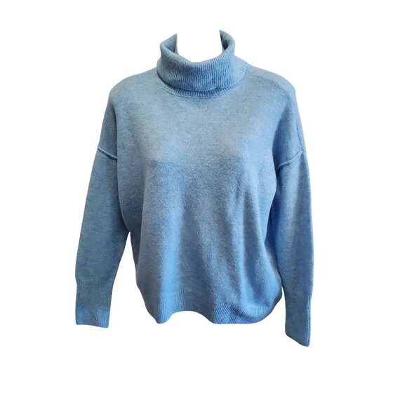 Vince Camuto Womens Light Blue Oversized Cozy Turtleneck Sweater Sz XS - Picture 2 of 10